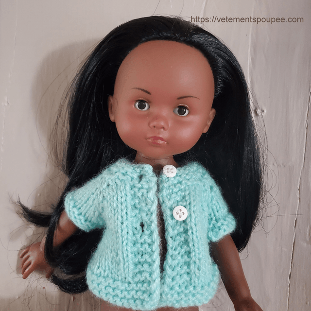 Petit gilet turquoise pour Paola Reina ou les Chéries de Corolle