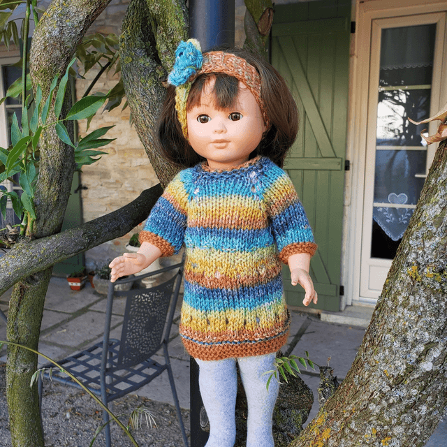Robe en laine pour poupée Marie-françoise ou poupée de 36 à 40 cm