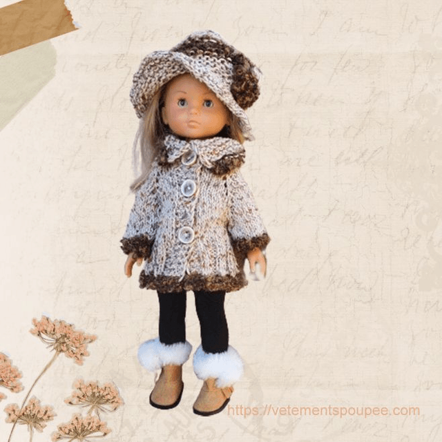 Veste longue avec chapeau cloche pour poupée de 30 à 33 cm, Paola Reina, les chéries...