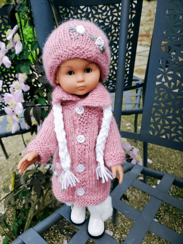 Manteau rose en laine mohair pour poupée Paola Reina ou les chéries de Corolle