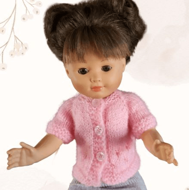 Gilet de poupée tricoté en laine rose
