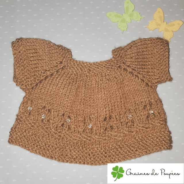 Gilet Noisette ouvragé pour poupée de 36 à 40 cm